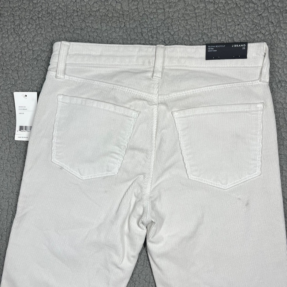 J Brand Selena Bootcut Corduroy Pants Moonbeam White Mid Rise Crop - Picture 5 of 16